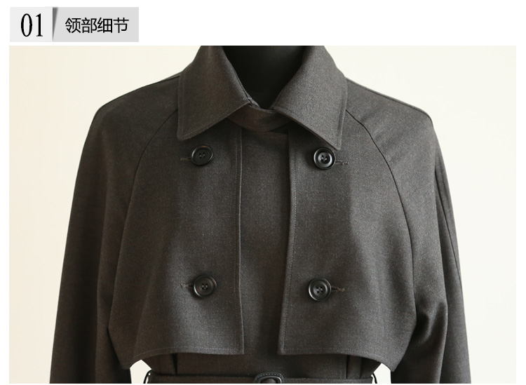 黎岸双排扣风衣女秋冬 韩版品牌新款中长款修身显瘦气质OL风衣外套6212 灰色 L