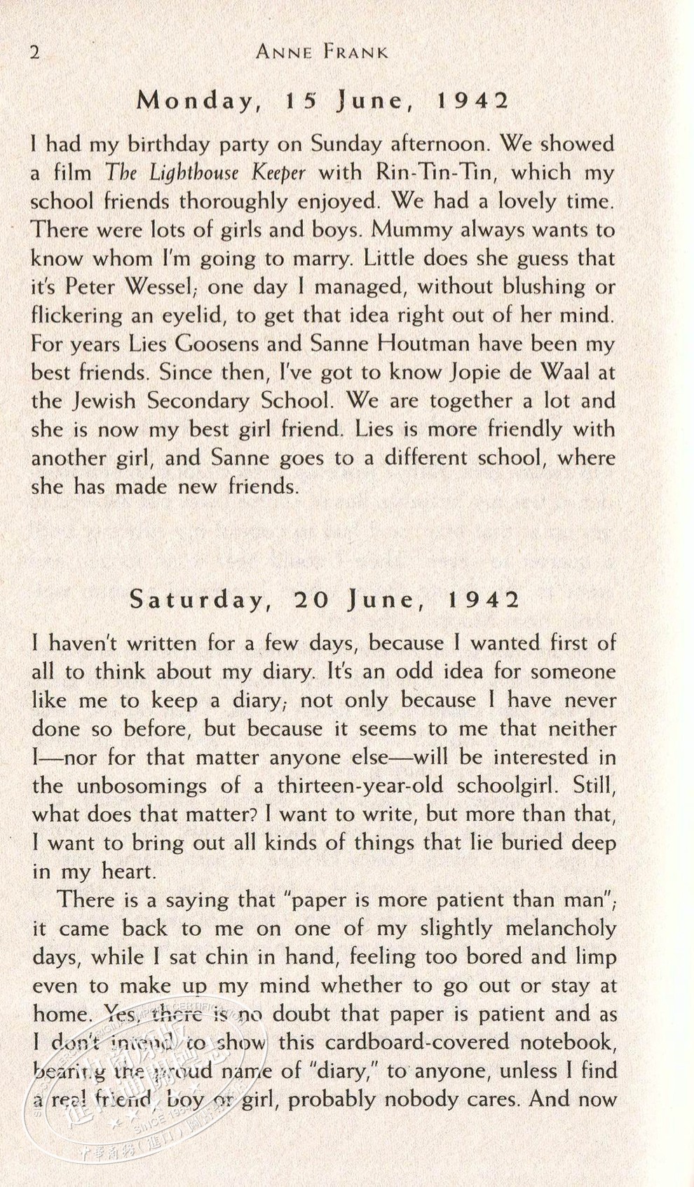 安妮日记 英文原版the diary of a young girl 二战 经典名著