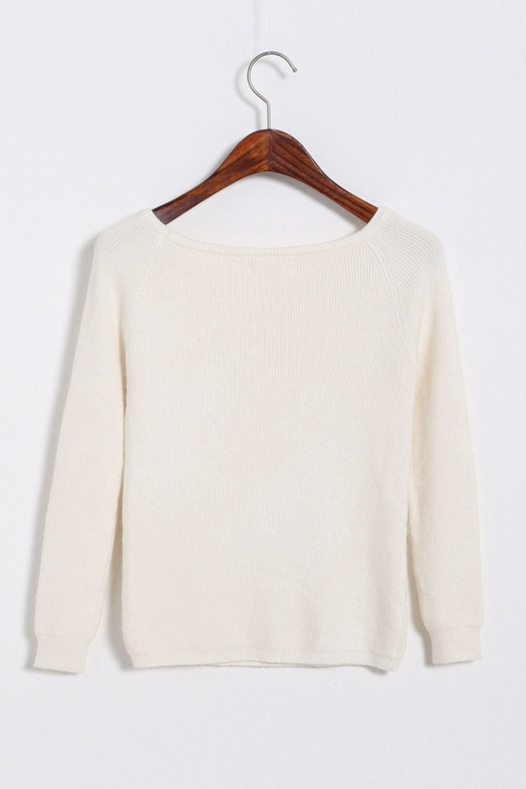 雅特兰菲2015秋冬新款韩版针织衫女上衣打底衫套头毛衣 白色 均码