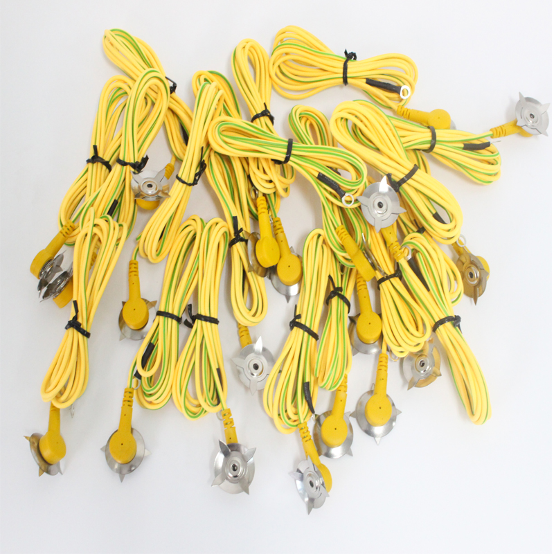 wanptek 防静电接地线 pvc台垫胶皮接地扣 双头鳄鱼夹接地线夹 黄黑