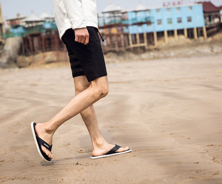 安俊 英伦潮流男士人字拖夏季纯色风凉拖鞋夹脚防滑厚底平跟拖鞋外穿