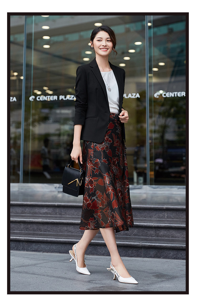 哥弟女装2020春季新款高腰复古经典花色半裙一片式鱼尾裙半身裙(两件