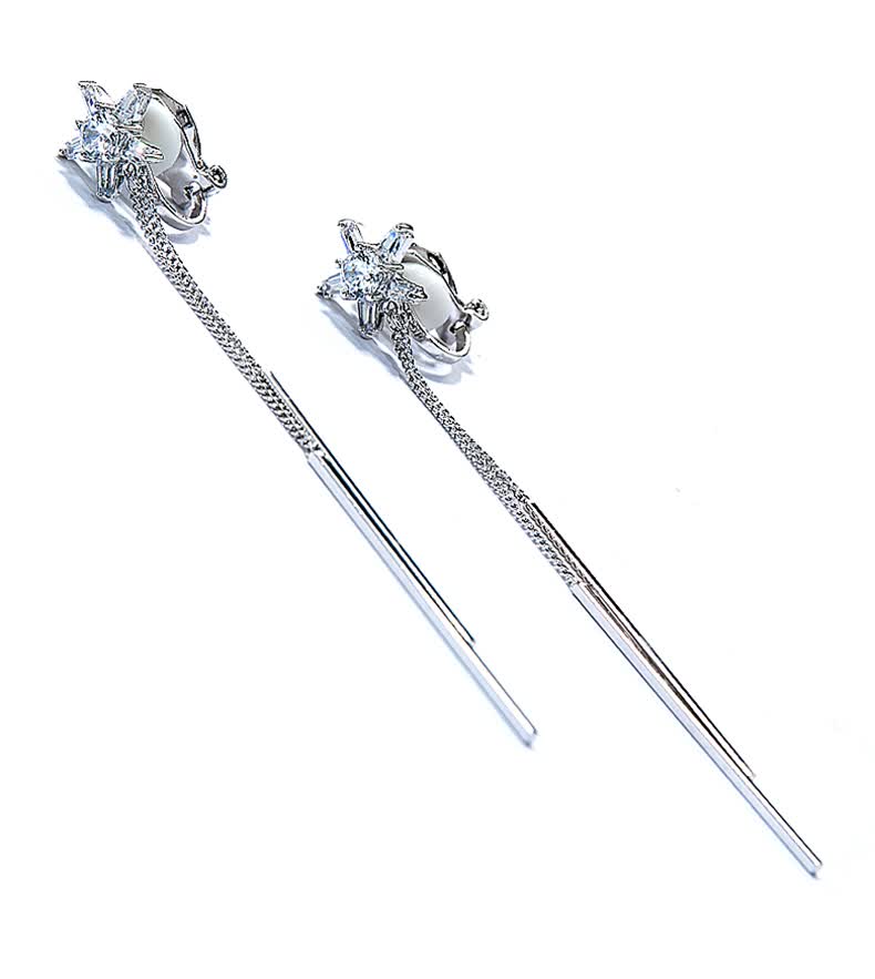 Dairuo No-Earring Ear Clips for Women, Long Tassel Design, Face-Slimming Effect, Practical Ear Studs, Versatile Daily Wear Jewelry, Gift Idea 7