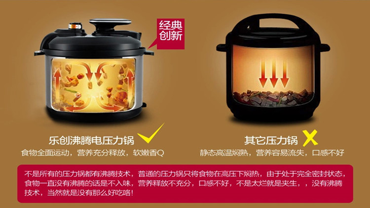 /乐创 完美的电高压锅饭煲4/5/6L升电压力锅双胆 煲锅 汤锅 4L
