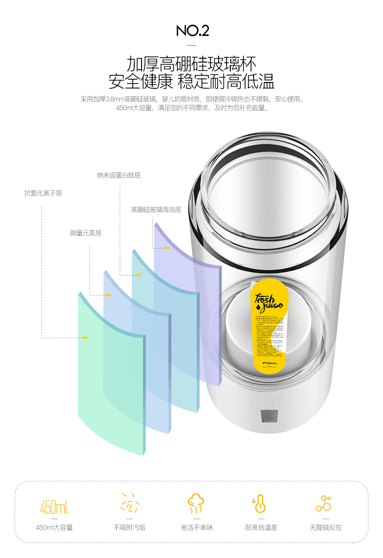 德尔玛(deerma)榨汁机无线果汁杯家用 迷你榨汁杯 便携式充电果汁机