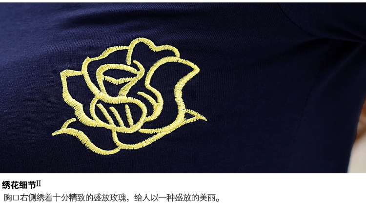 
                                        2018秋冬季女装上衣服中长款加绒加厚打底小衫修身长袖T恤 藏青色 L                