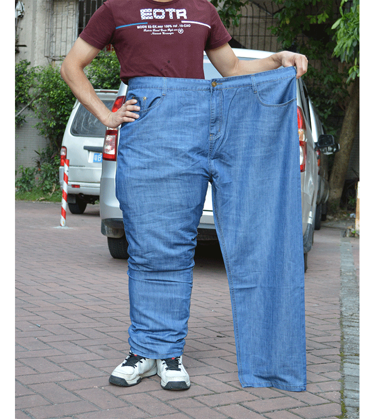 特大码牛仔裤男 春夏薄款加肥加大肥佬裤子胖人超大号xc1505 蓝色 40