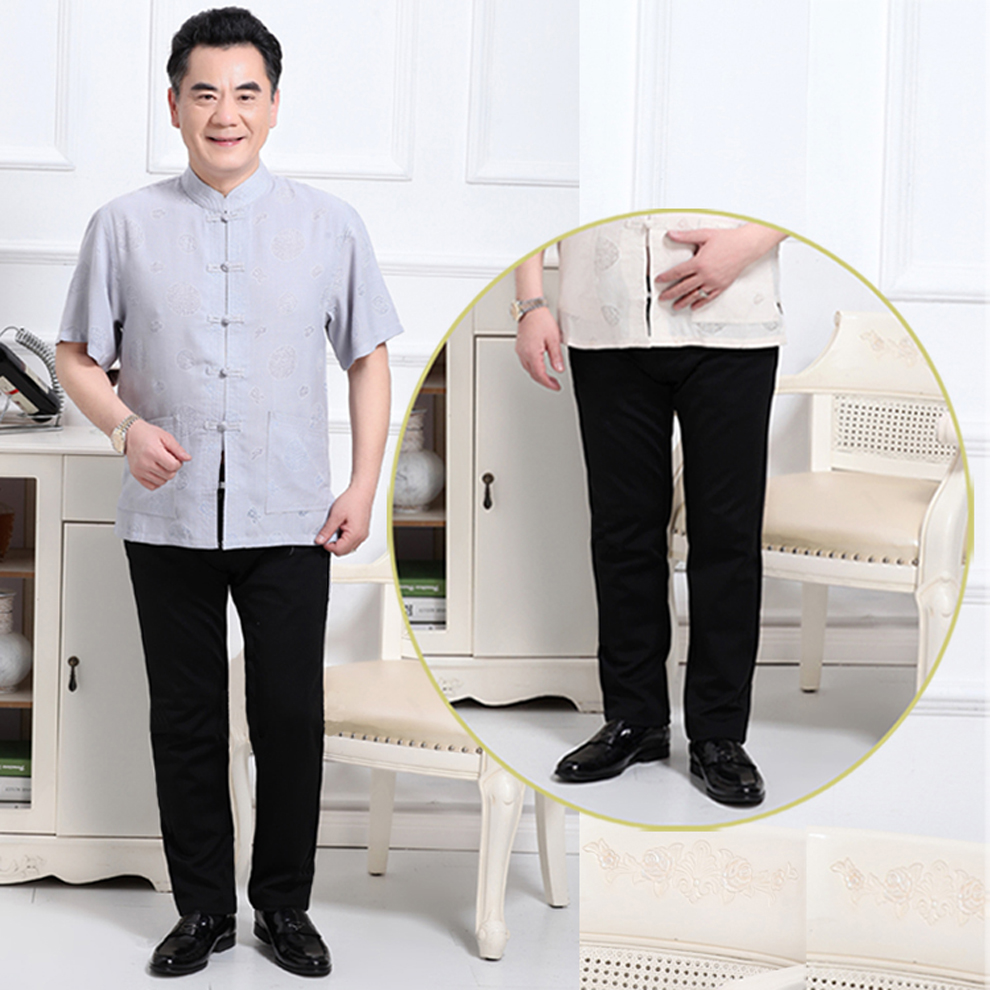 60-70岁80中老年人男装夏装套装短袖爷爷唐装老人夏天