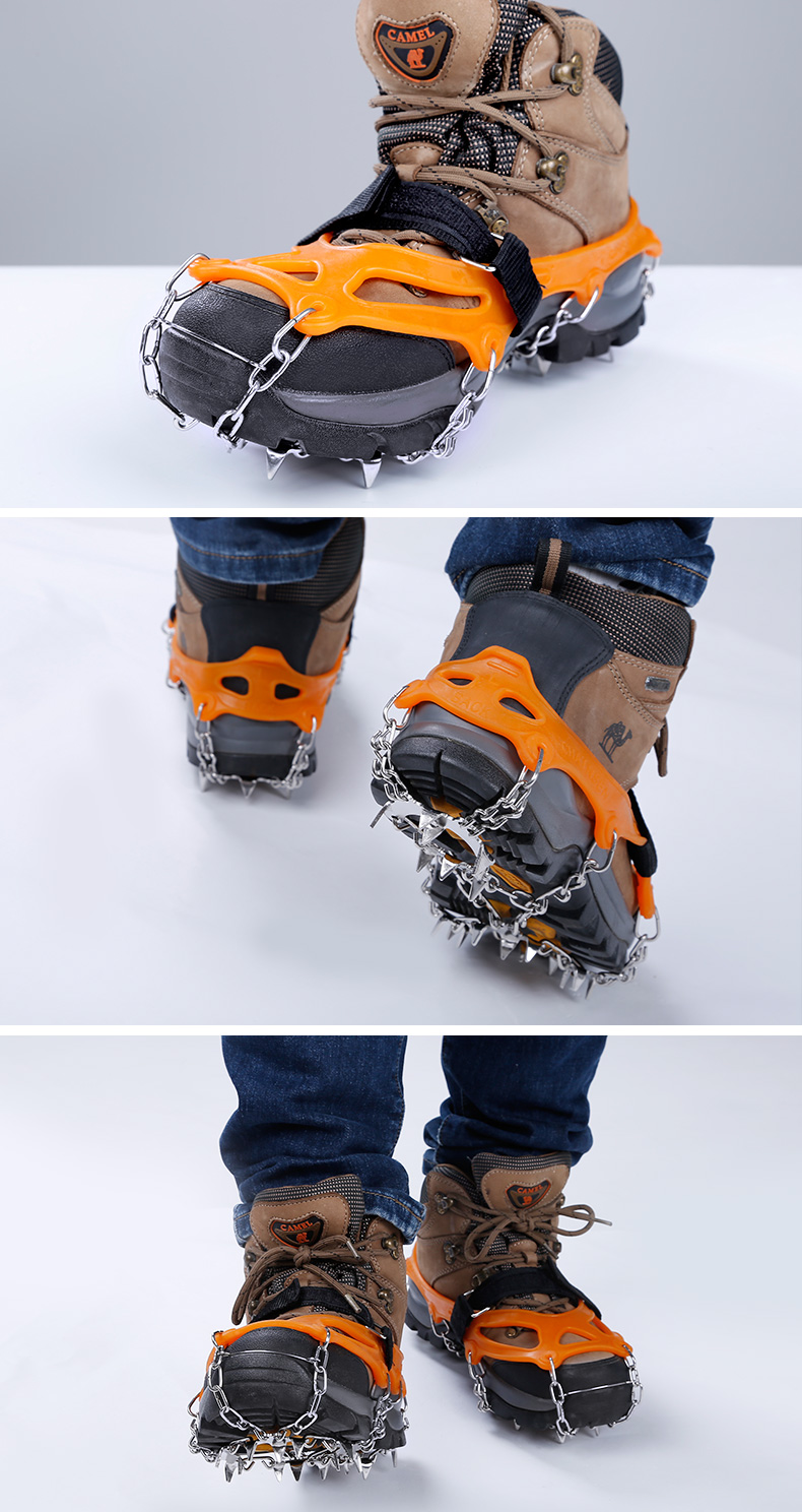 橙色 l品牌: 公狼(hewolf) 商品名称:公狼户外冰爪19齿防滑鞋套雪地