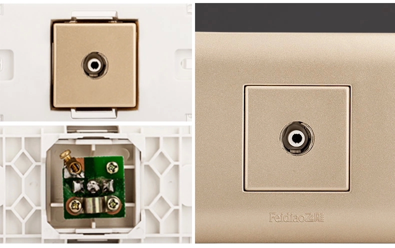 飞雕电视插座 a3-118 香槟金 一位电视插座 有线电视插座面板