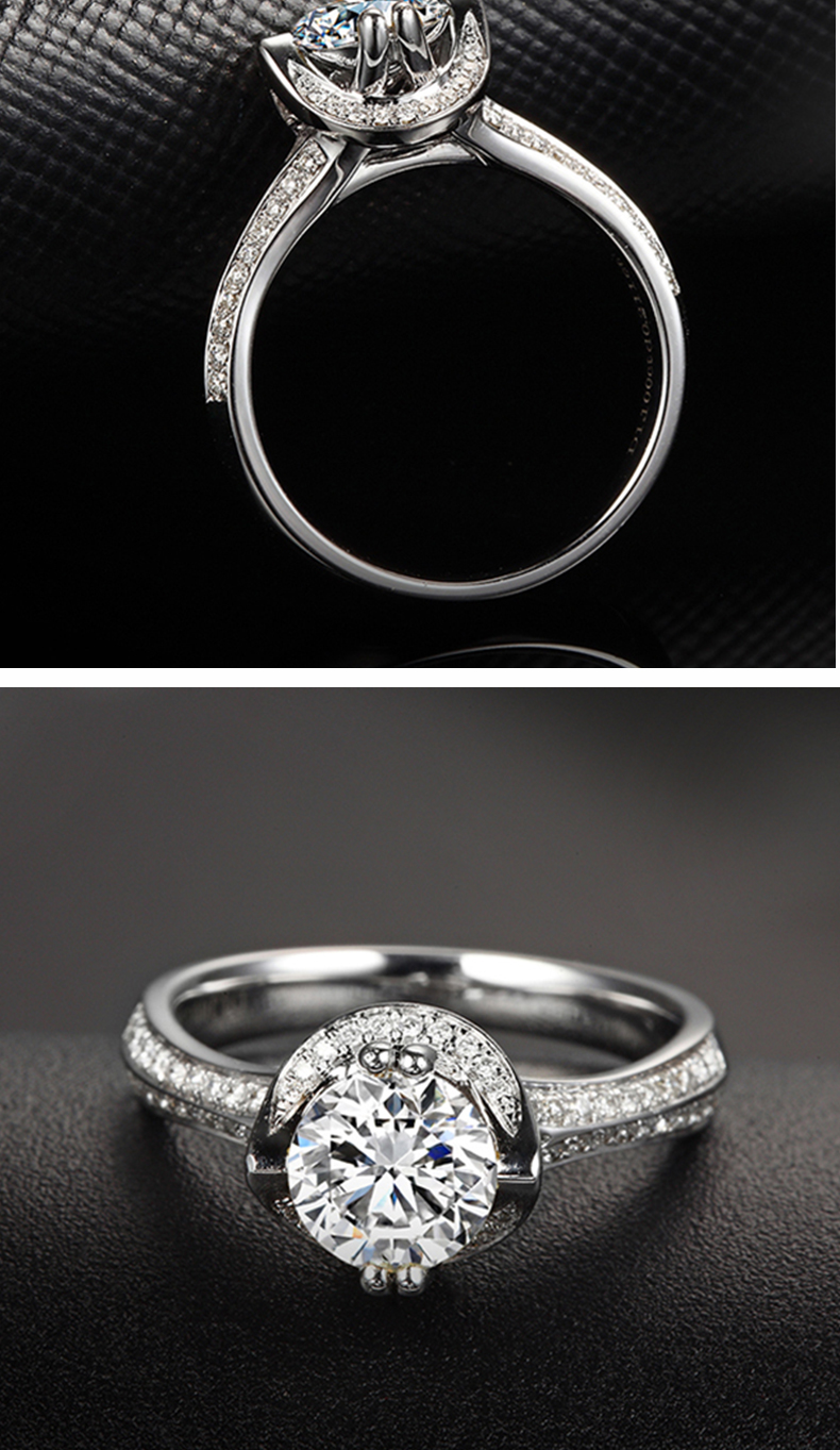 六福典雅珠宝白18k金钻戒女钻石戒指专柜正品奢华新款定制款
