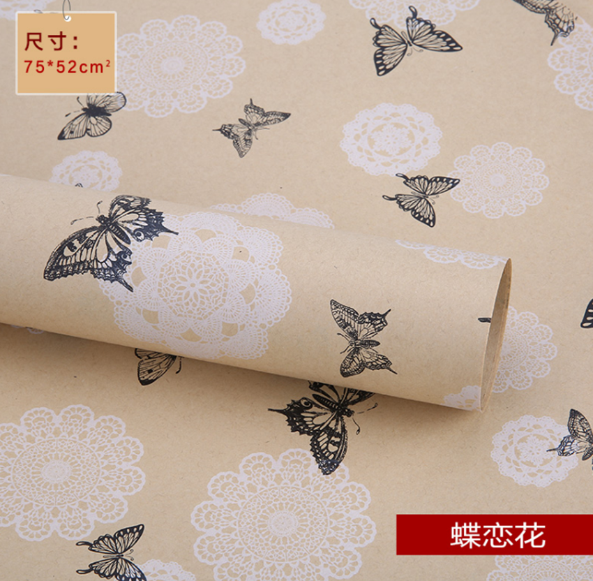 牛皮纸包装纸礼物墙纸包书纸书皮张复古包书皮的英文报纸 小熊(10张)