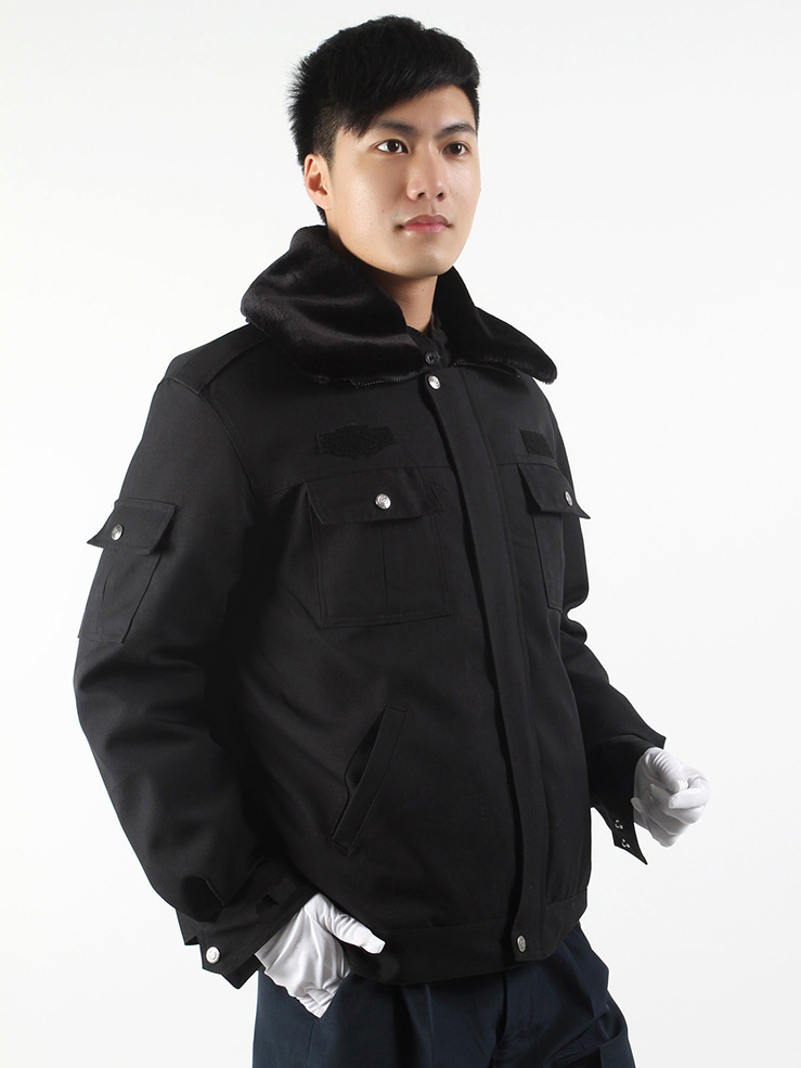 棉袄服物业保安冬装外套加厚保安制服户外防寒工作服上衣棉服 黑色