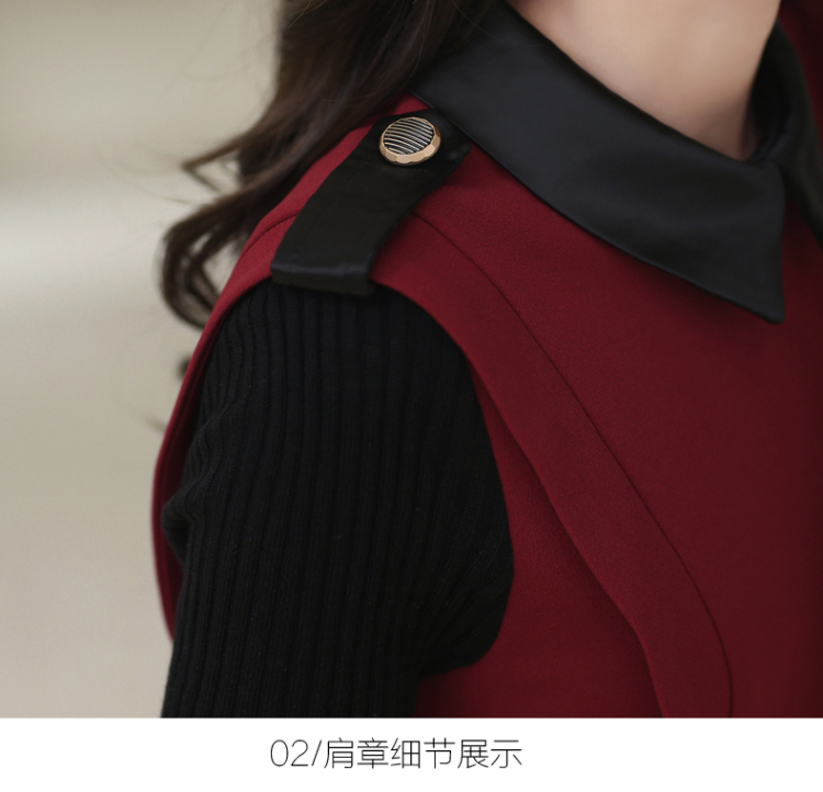 仕妃 2016秋冬新款长袖打底裙子女韩版百搭修身娃娃领中长款A字裙针织拼接大码显瘦连衣裙潮 酒红色 XXL