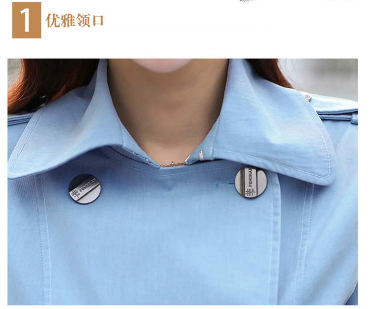 仃婉2016春季女装新款韩版修身双排扣中长款风衣外套 女828 黑色. L