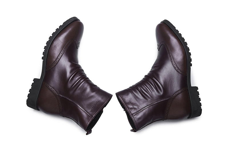 sheridan休闲男靴子雕花时尚短靴男潮靴皮靴头层牛皮鞋w491419 棕色