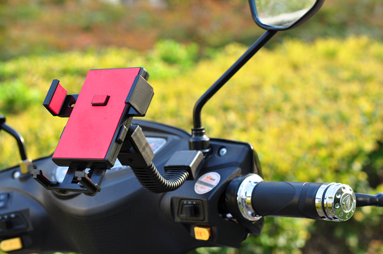 lysk 电动车手机支架摩托车手机导航支架后视镜通用 红色