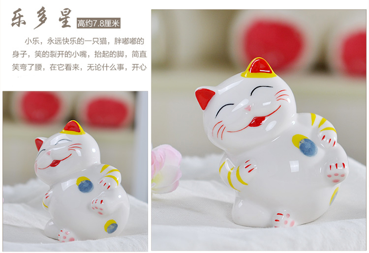 七陶 招财猫摆件 新款迷你超萌可爱小四喜 店铺开业创意礼品 小四喜一对