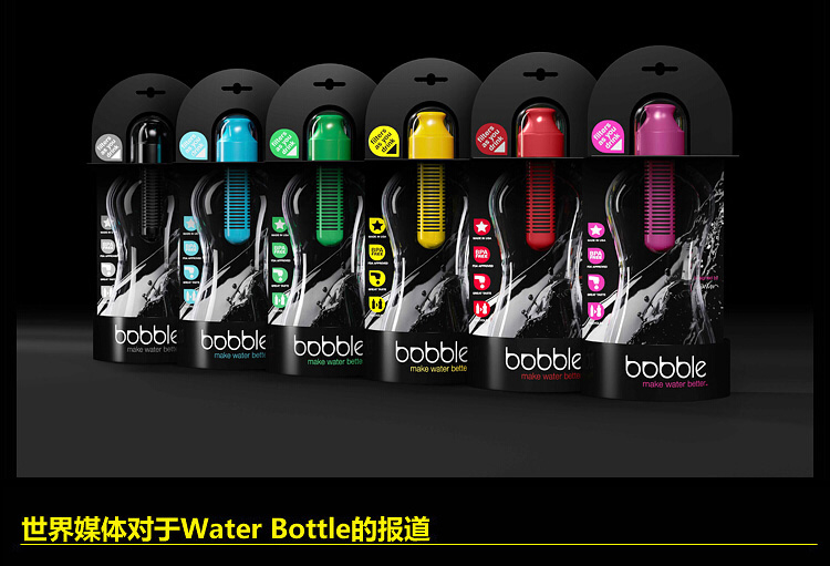 bobble美国原装进口活性炭过滤净水瓶  运动户外水杯 春游夏令营郊游水杯 550ml 一瓶一芯 品红