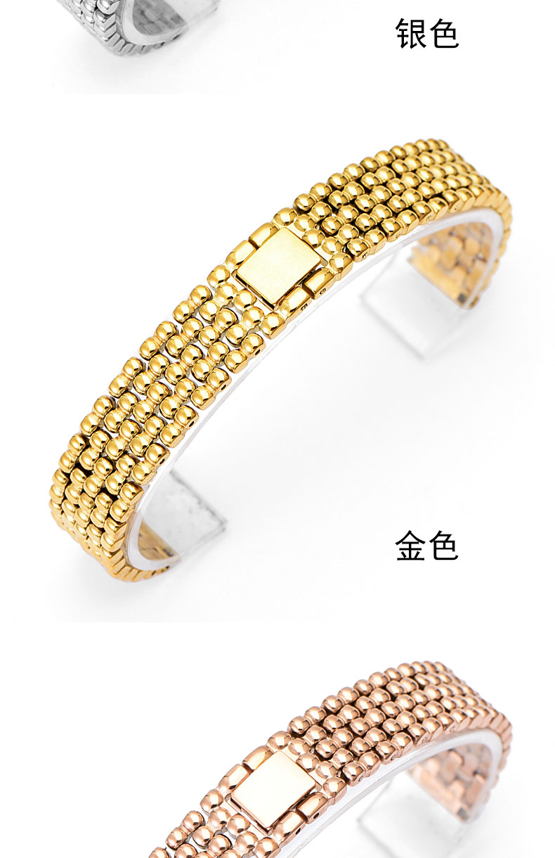 精钢实心手表链5158544 548不锈钢表带女12/14mm 金色 14mm