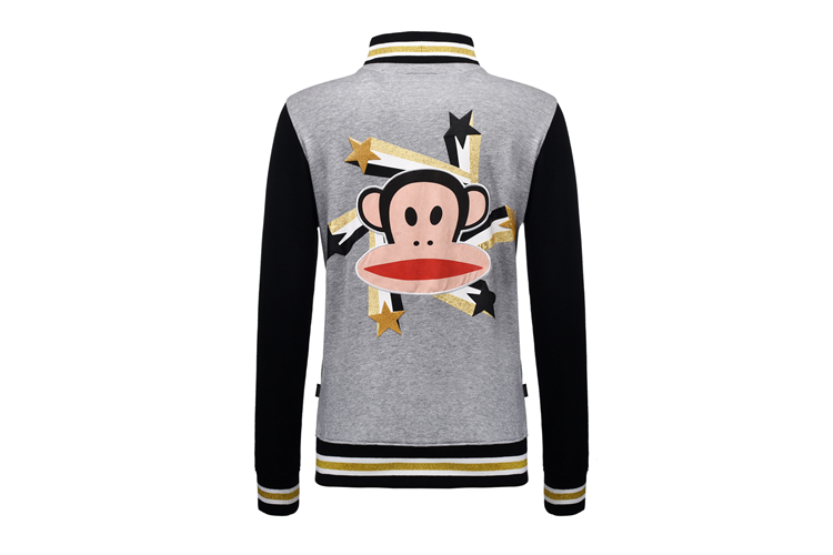 2015秋冬新款paulfrank大嘴猴卫衣男女情侣款棒球服外套韩版时尚休闲上衣拉链印花 男款黑色 L