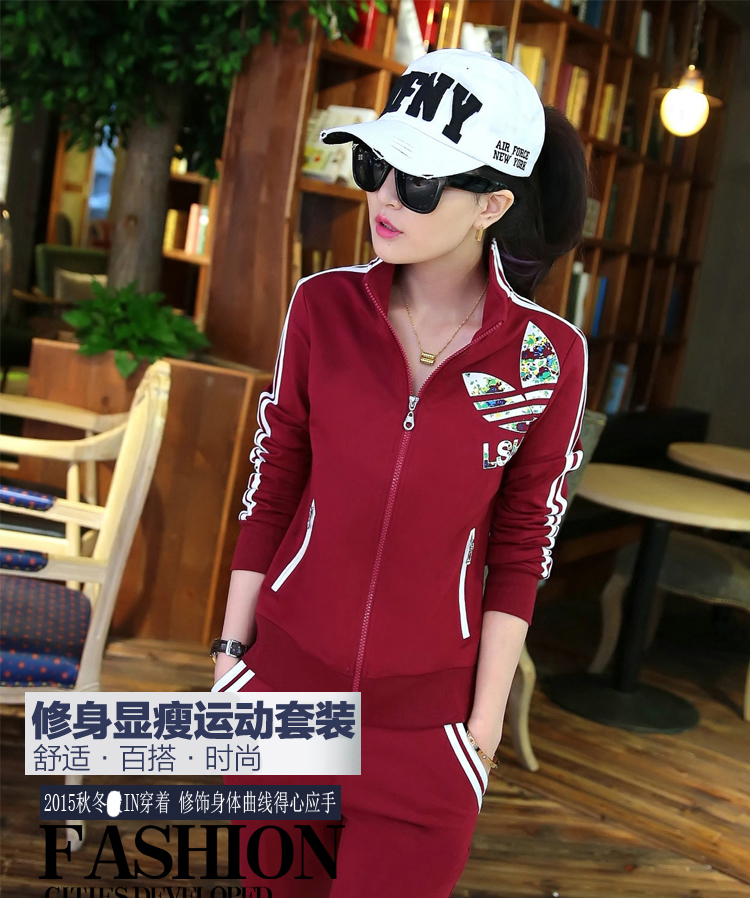 
                                        纽然(NIURAN)新款秋冬装休闲时尚连帽运动套装法兰绒运动服棒球服女 酒红色 M                