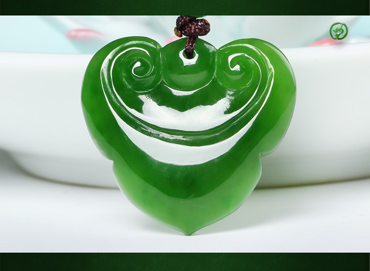 盛通珠宝 和田碧玉如意吊坠 和田玉玉石 女款玉坠子玉挂件 碧玉心形