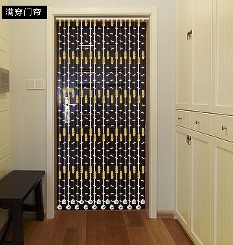 美双绝（MSJ盘龙云海 珠帘门帘屏风水晶帘门帘隔断帘窗帘成品装饰门帘珠帘水晶珠帘玄关帘定制 金色