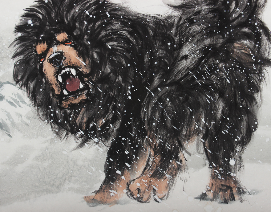 藏獒画家 王贵邱《雪山卫士》