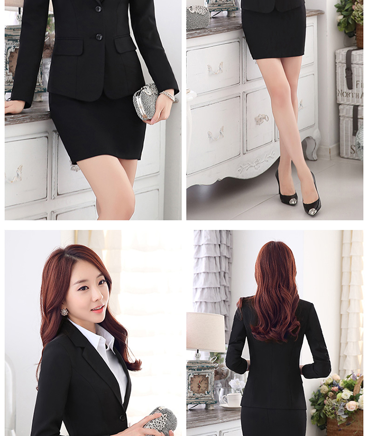 
                                        妙兰诗 2016新款秋季酒店j经理制服 银行经理服衬衫套装业务经理西装女士西服正装 黑西服+裤子918 L                