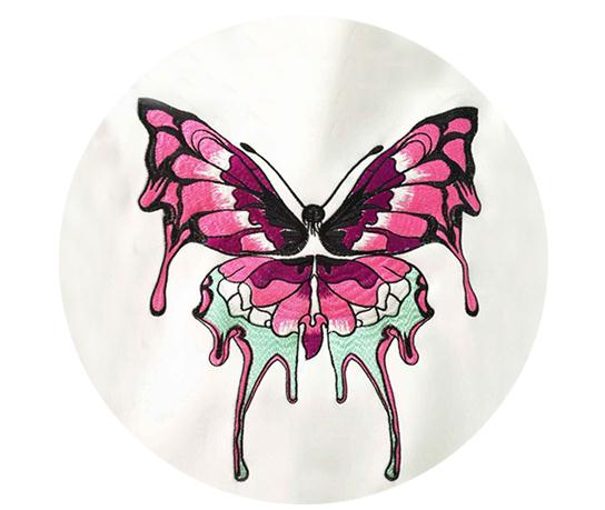 影菲2015欧美潮牌蝴蝶刺绣太空棉卫衣男女款情侣装圆领长袖外套 白色