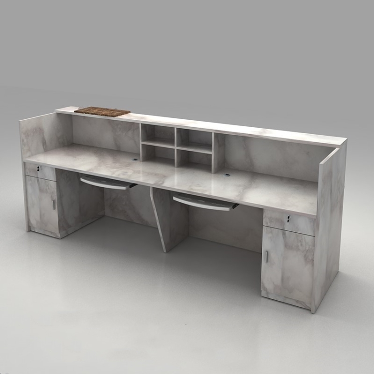 前台接待台烤漆吧台办公仿大理石公司咨询台收银台之岸常规黑白烤漆