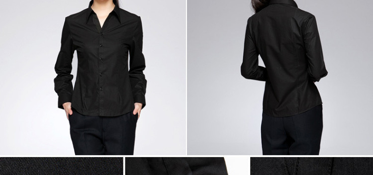 伯曼 2015新款春秋装女士白领长袖衬衫韩版职业工作服衬衣大码工装 蓝色斜纹V领 37