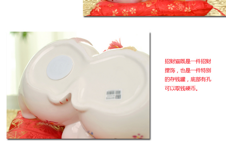 
                                        金石工坊创意礼品七夕情人节/结婚礼物实用 陶瓷招财猫存钱罐摆件对猫良缘来吧情侣猫 中                