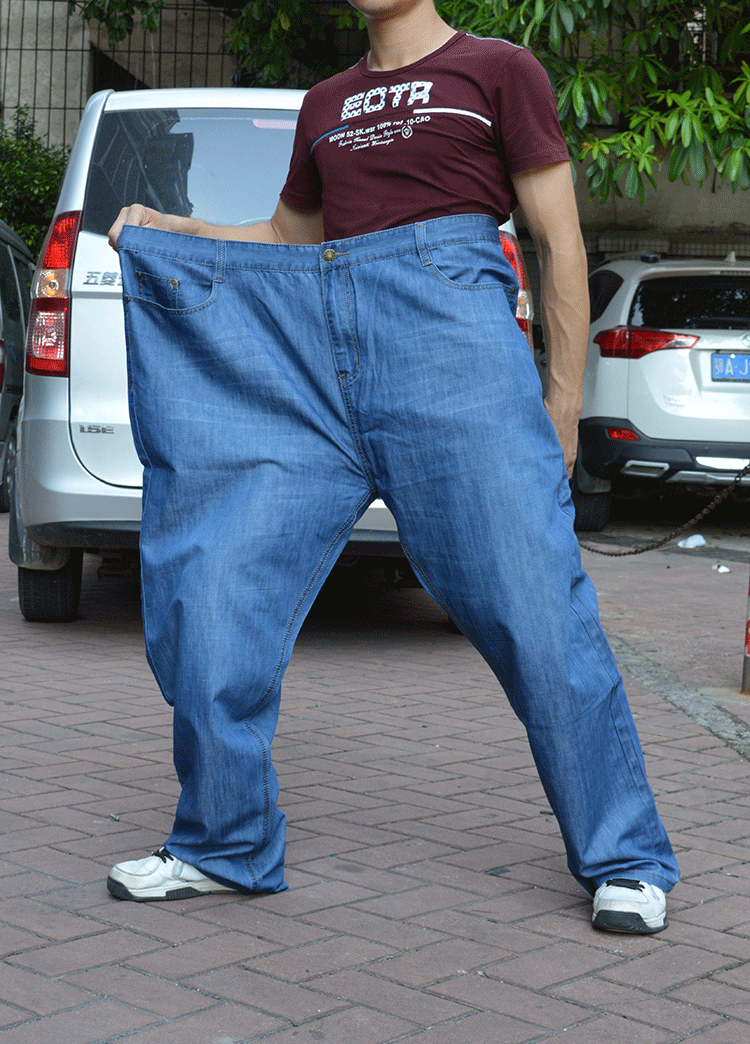 路易七匹龙 特大码牛仔裤男 春夏薄款加肥加大肥佬裤子胖人超大号xc