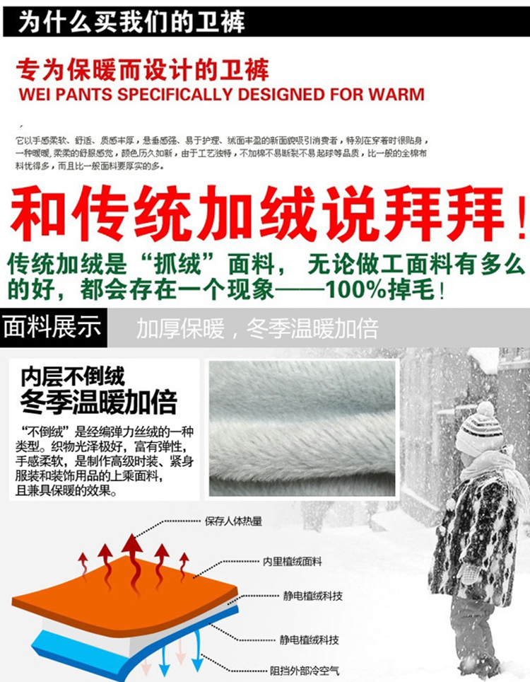 千莹 秋冬新款 加厚加绒运动裤 时尚保暖裤休闲裤显瘦长裤子 棉质哈伦裤 加大码直筒卫裤女潮 黑色车线 L