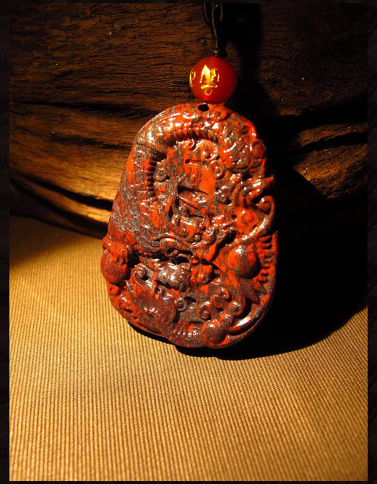 相石缘【三分红血龙牌】天然广西桂林鸡血石龙吊坠