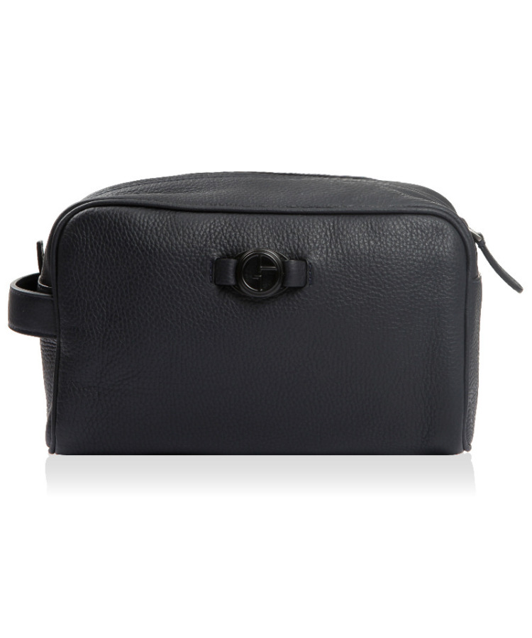 阿玛尼armani男士手拿包黑色牛皮y2q052