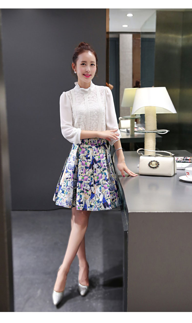 玛姿莎  2015秋装新款女装 衬衫女长袖修身时尚百搭蕾丝荷叶领打底衫女士衬衫 白色的 L