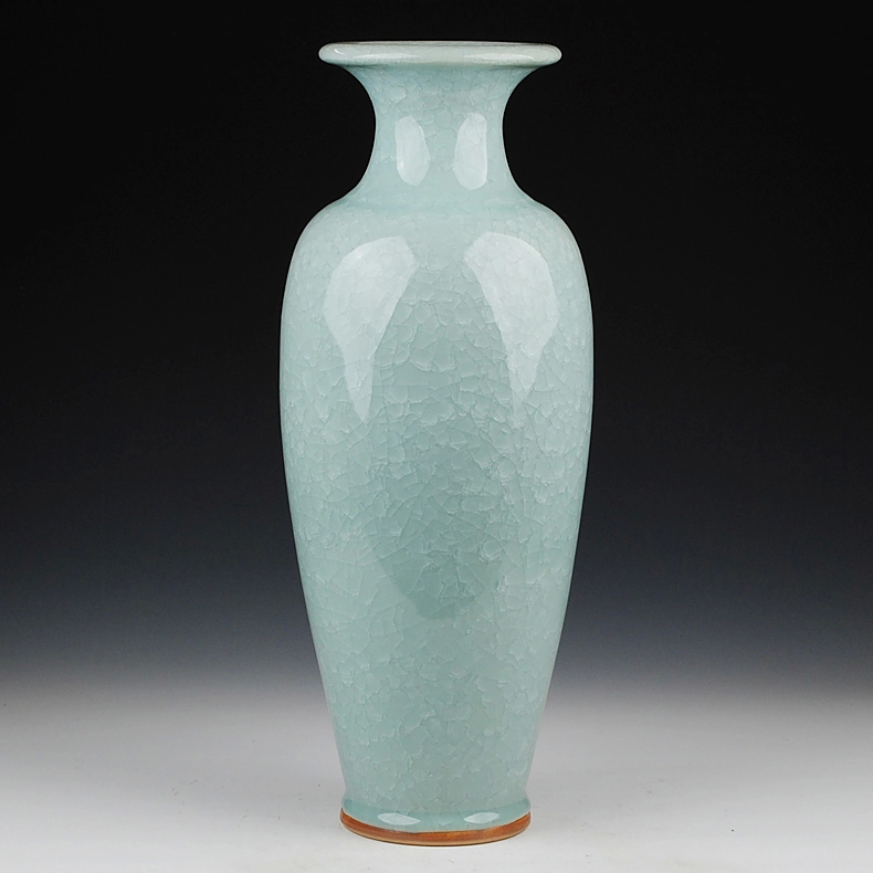 锌梁瓷裂纹釉冰片花瓶现代客厅家居装饰品摆件小号