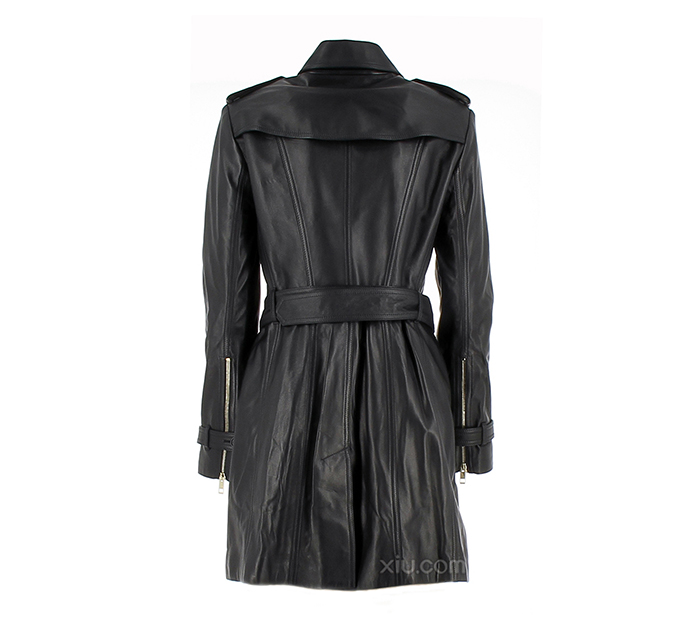 burberry 博柏利 2015新款 女士经典纯色皮衣 黑色 8