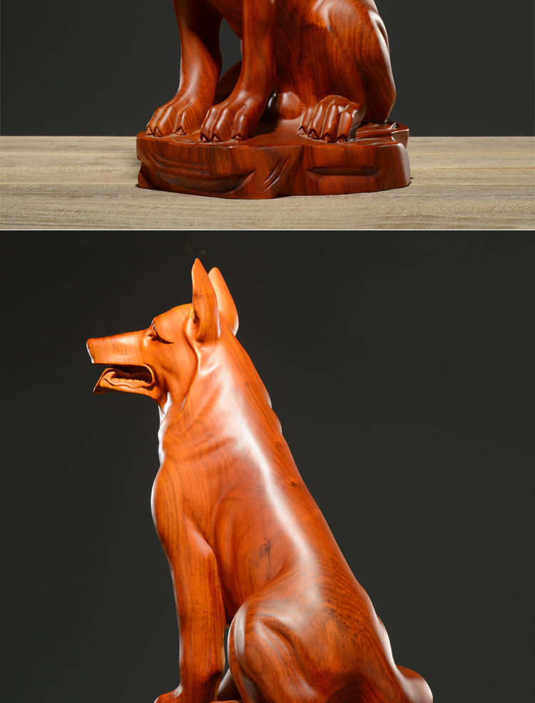 刺史花梨木雕狗摆件风水家居装饰十二生肖小狗动物实木雕刻工艺品