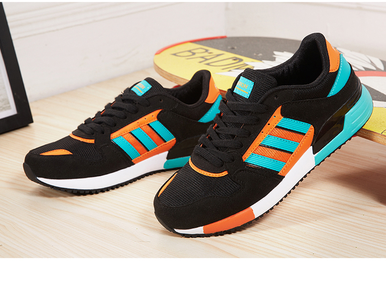 贝踏运动鞋男士秋季透气轻质系带网面休闲跑步鞋男鞋bt5802 深蓝橘 40