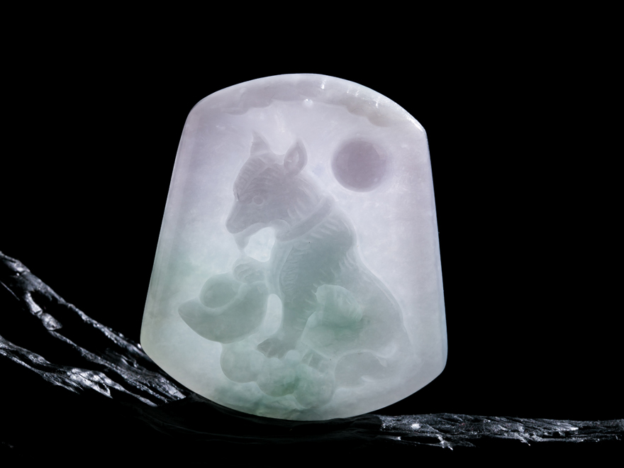 玉翩翩珠宝翡翠生肖狗吊坠3145g