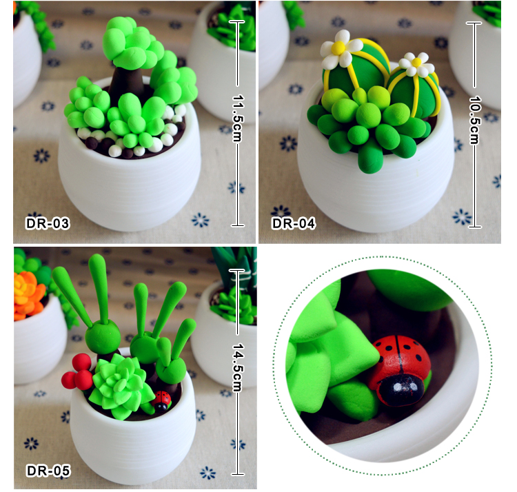 彩泥植物套装超轻粘土黏土橡皮泥玩具儿童手工盆栽制作材料包双球