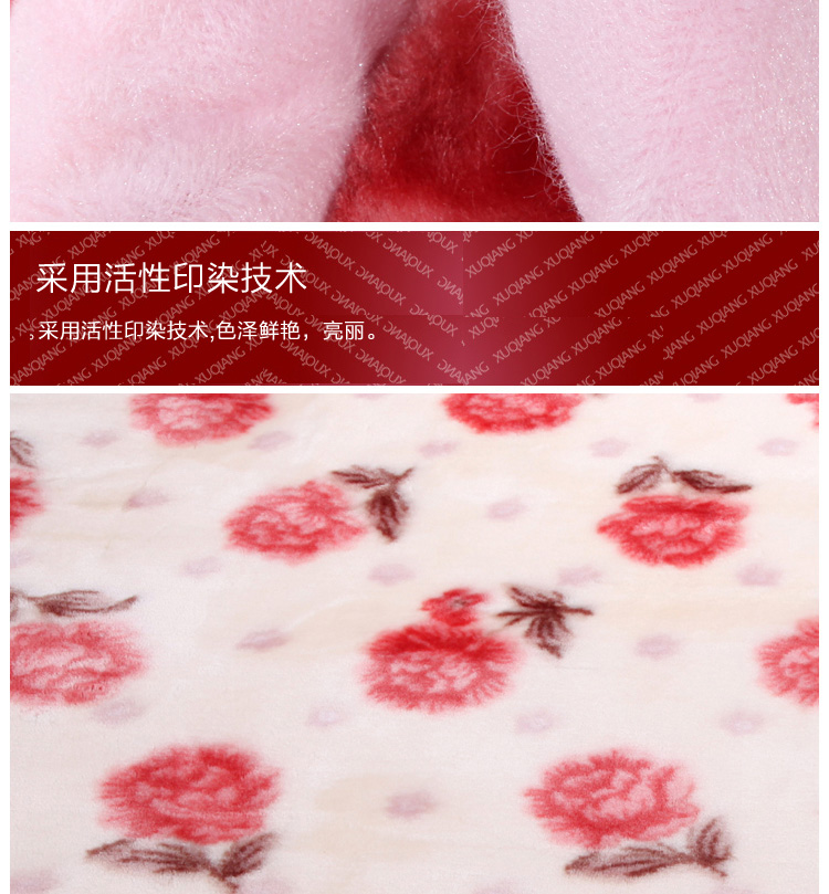 
                                        旭蔷家纺 床上用品 秋冬厚毯子加厚毛毯双人盖毯 超柔拉舍尔冬厚毯 长毛-650紫红 200*240                