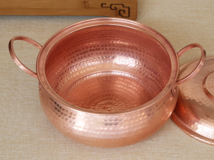 手工双耳铜砂锅加深加厚紫铜锅煮炖铜锅铜锅铜汤锅铜火锅 小号18厘米