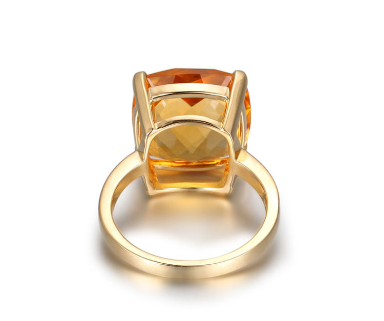 67克拉巴西黄水晶戒指 非施华洛世奇水晶 k黄金戒指女戒 咨询客服定制