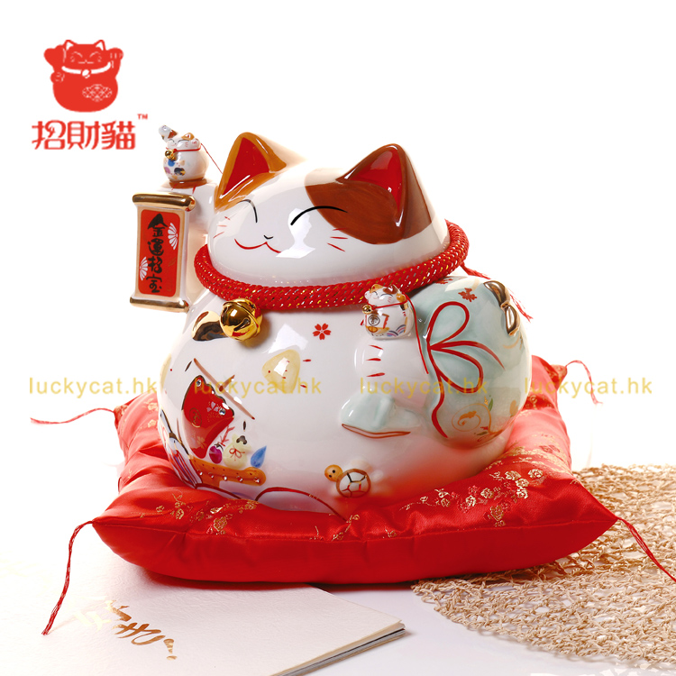 
                                        招财猫摆件 加大号陶瓷存钱罐储蓄罐 店铺开业办公室家居创意礼品 金银满屋                