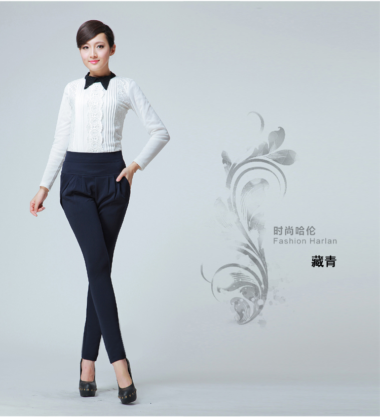 
                                        芸阁纤坊2016春季女装哈伦裤修身显瘦时尚休闲裤女小脚大码休闲裤女 黑色 XL                